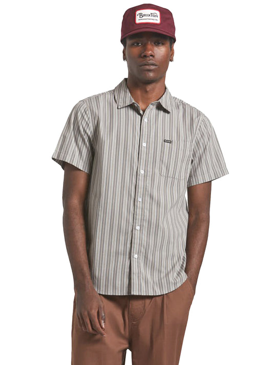 Charter Stripe Short Sleeve Shirt - Charcoal Grey