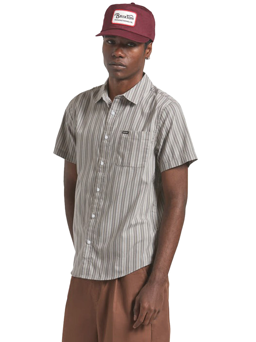 Charter Stripe Short Sleeve Shirt - Charcoal Grey