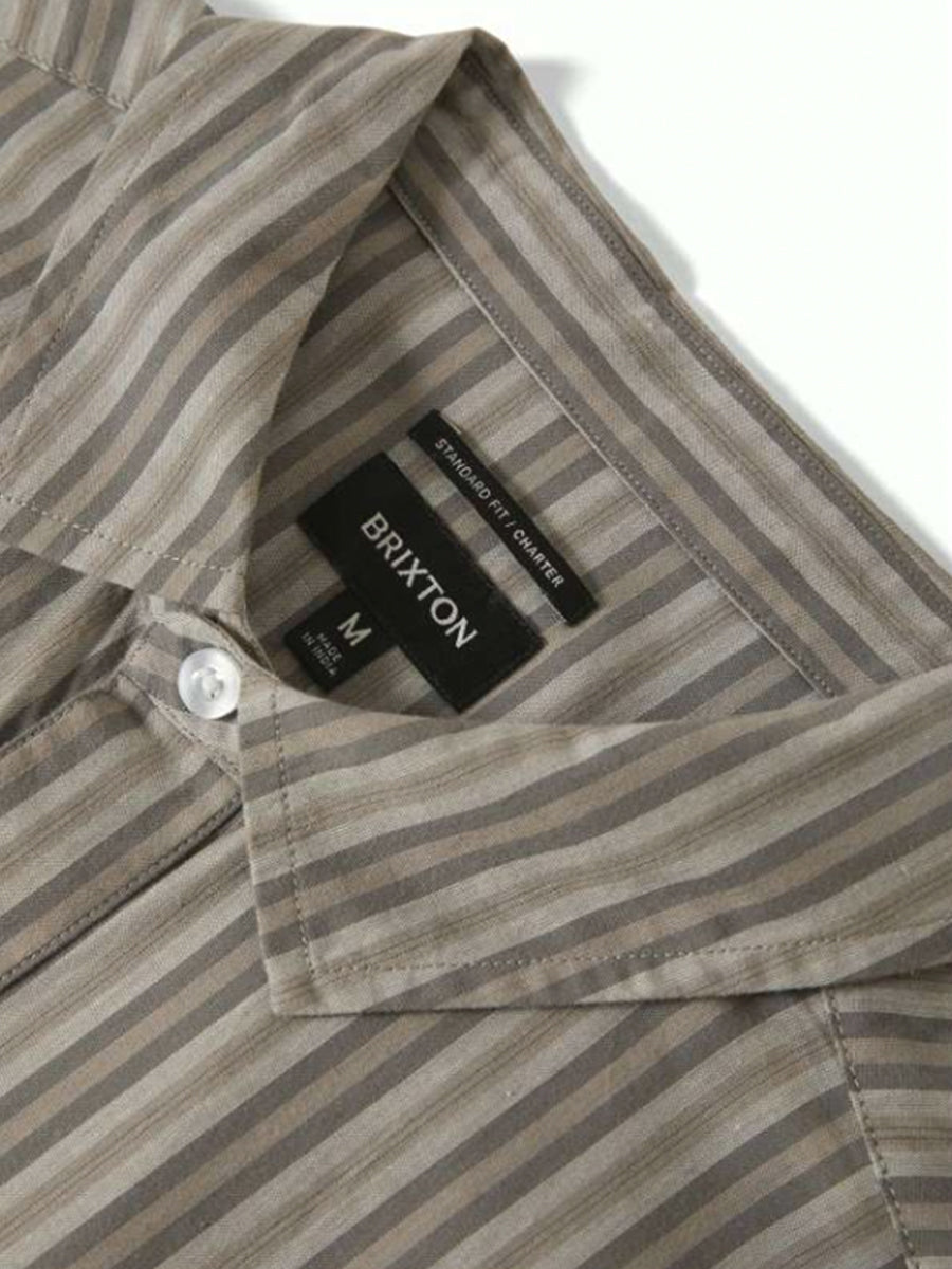 Charter Stripe Short Sleeve Shirt - Charcoal Grey