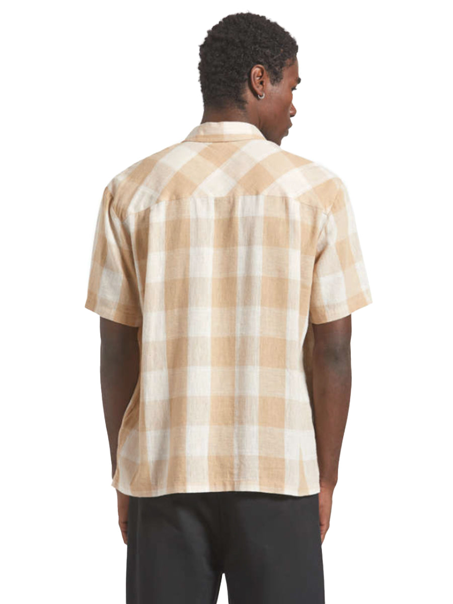 Cru Linen-Blend Short Sleeve Shirt - Off White & Sand