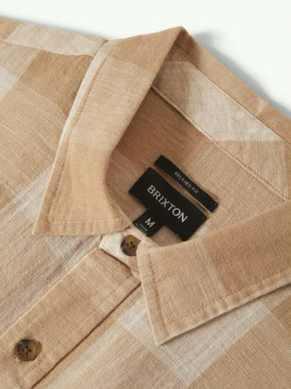Cru Linen-Blend Short Sleeve Shirt - Off White & Sand