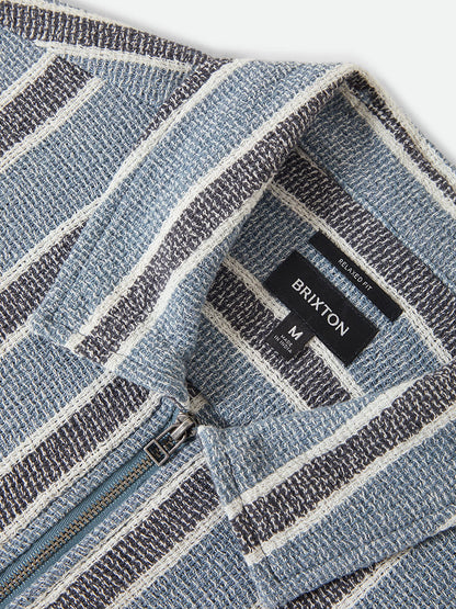 Dexter Textured Stripe Short Sleeve Shirt - Dusty Blue