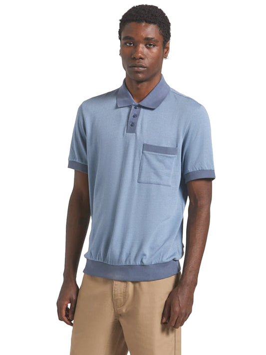 Herringbone Short Sleeve Polo - Bering Sea Blue