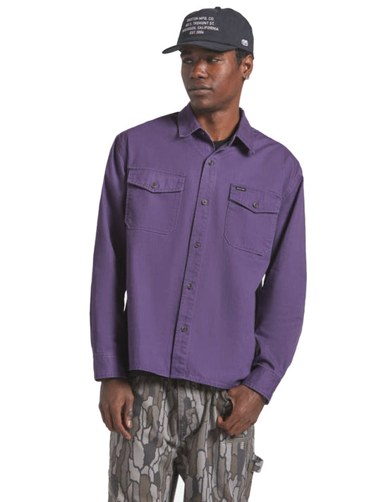 Herringbone Relaxed Overshirt - Dark Purple