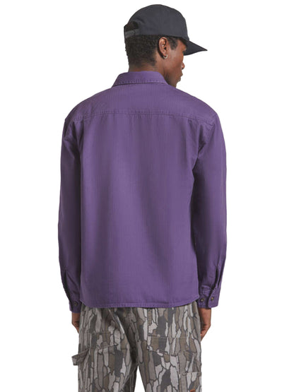 Herringbone Relaxed Overshirt - Dark Purple