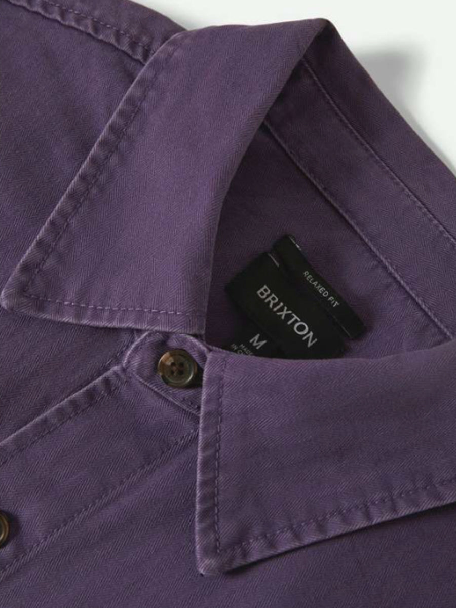 Herringbone Relaxed Overshirt - Dark Purple