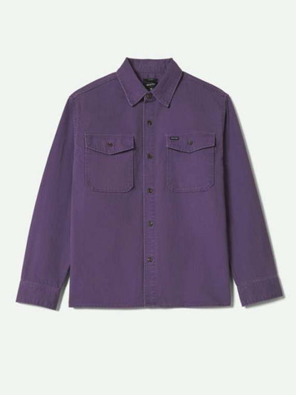 Herringbone Relaxed Overshirt - Dark Purple
