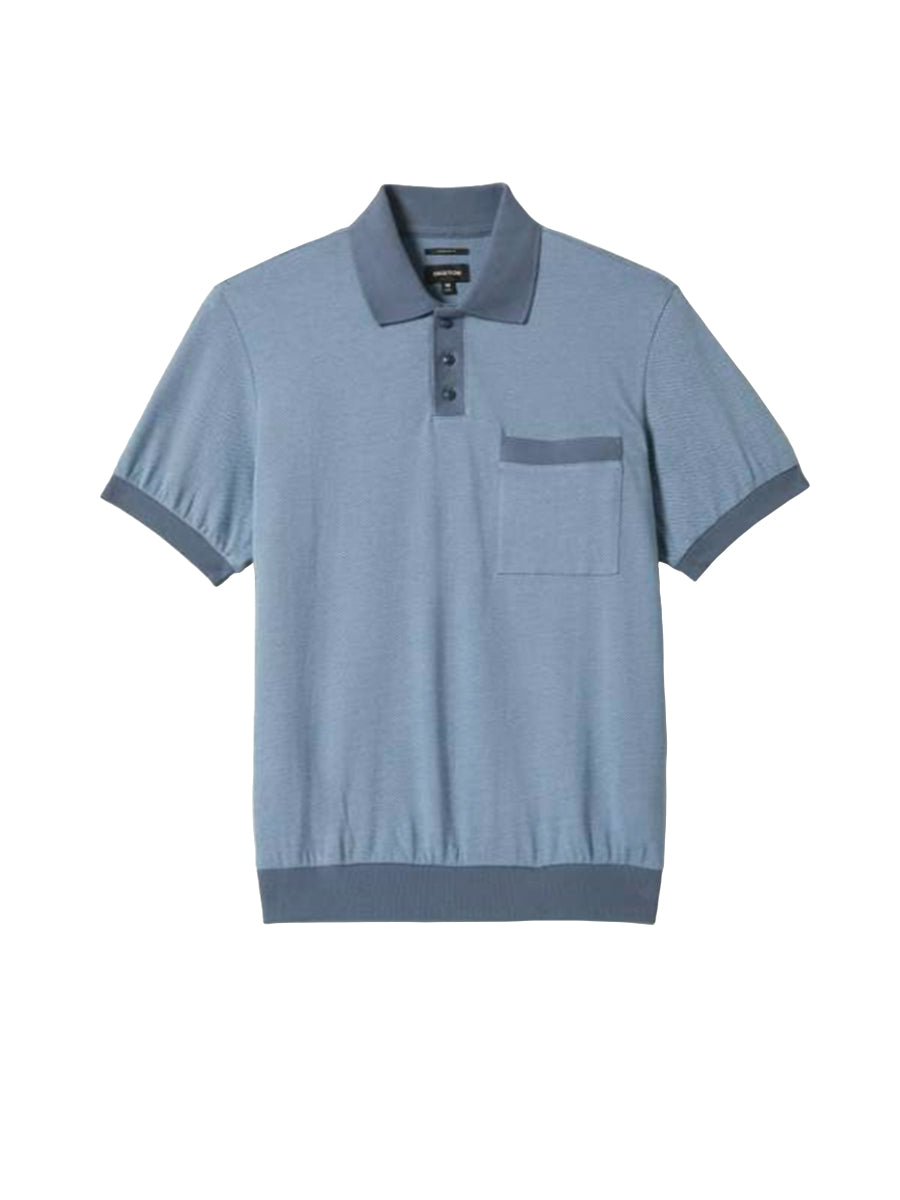 Herringbone Short Sleeve Polo - Bering Sea Blue