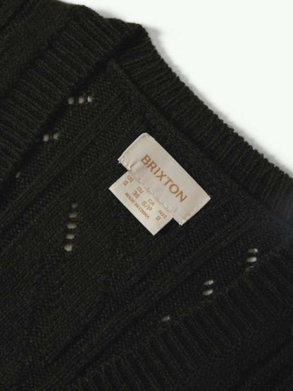 Cropped Pointelle Tie Cardigan - Black
