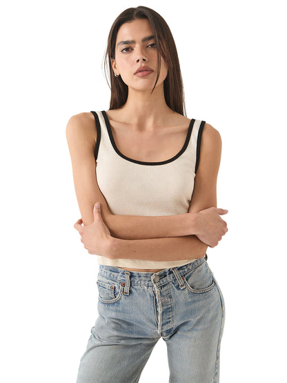 Ringer A-Tank - Off White & Black
