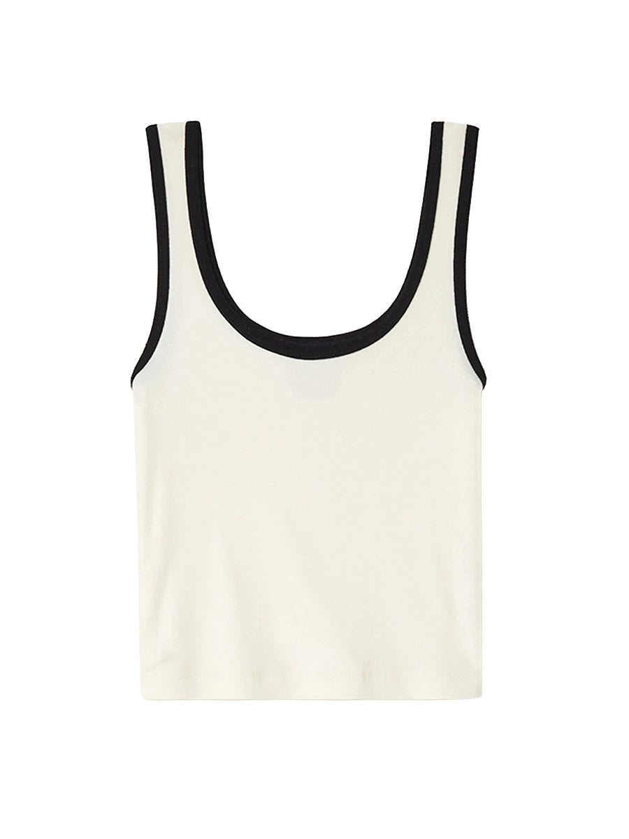 Ringer A-Tank - Off White & Black