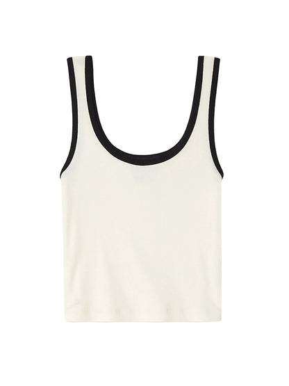 Ringer A-Tank - Off White & Black