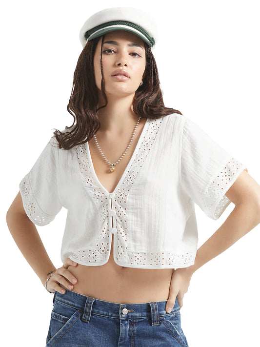 Seaside Eyelet Top - Off White