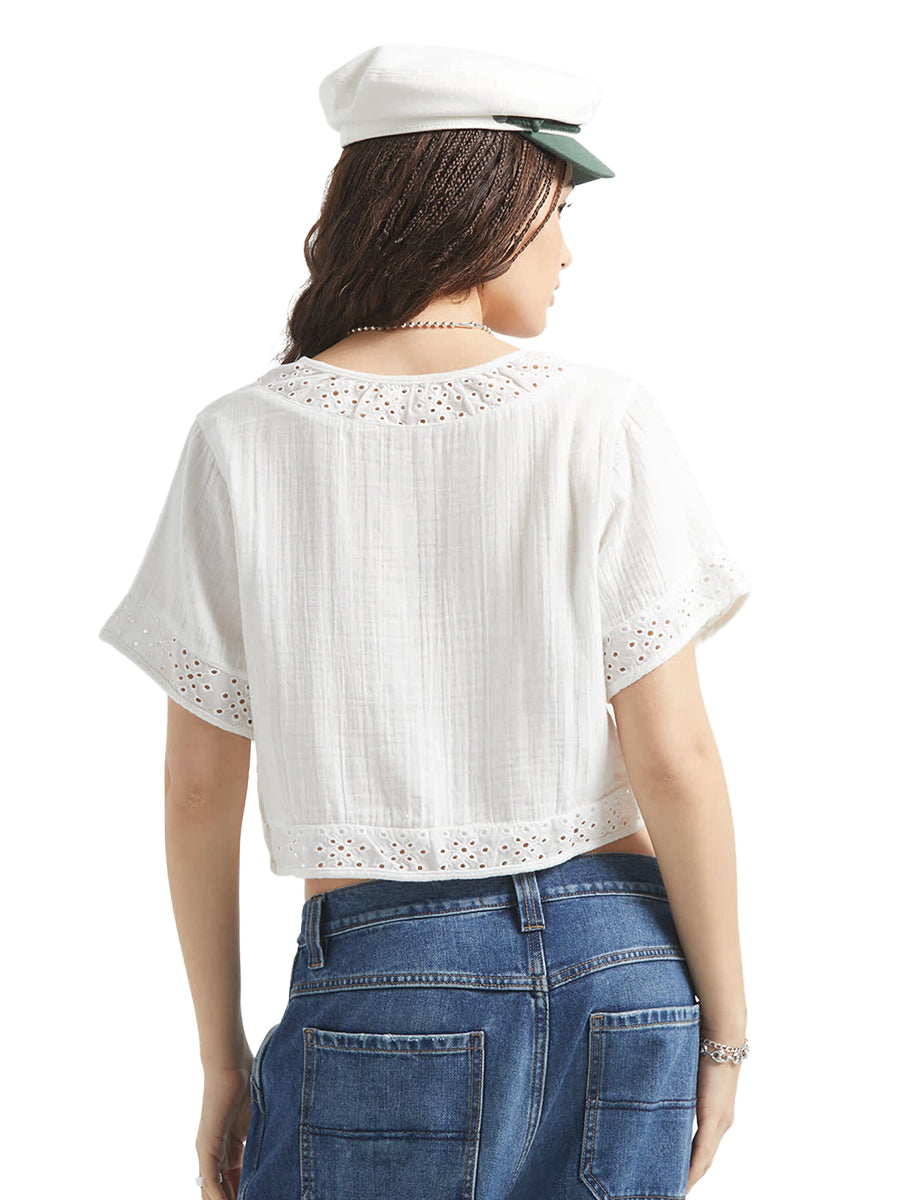 Seaside Eyelet Top - Off White