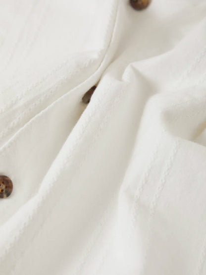 Vintage Jacquard Stripe Short Sleeve Shirt - Off White