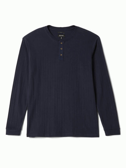 Vintage Ribbed Long Sleeve Henley - Washed Navy
