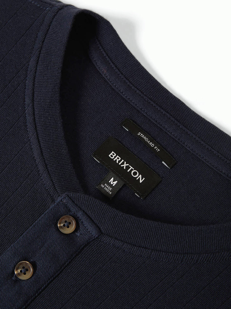 Vintage Ribbed Long Sleeve Henley - Washed Navy