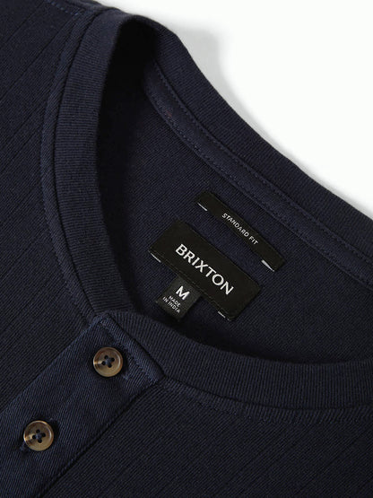 Vintage Ribbed Long Sleeve Henley - Washed Navy