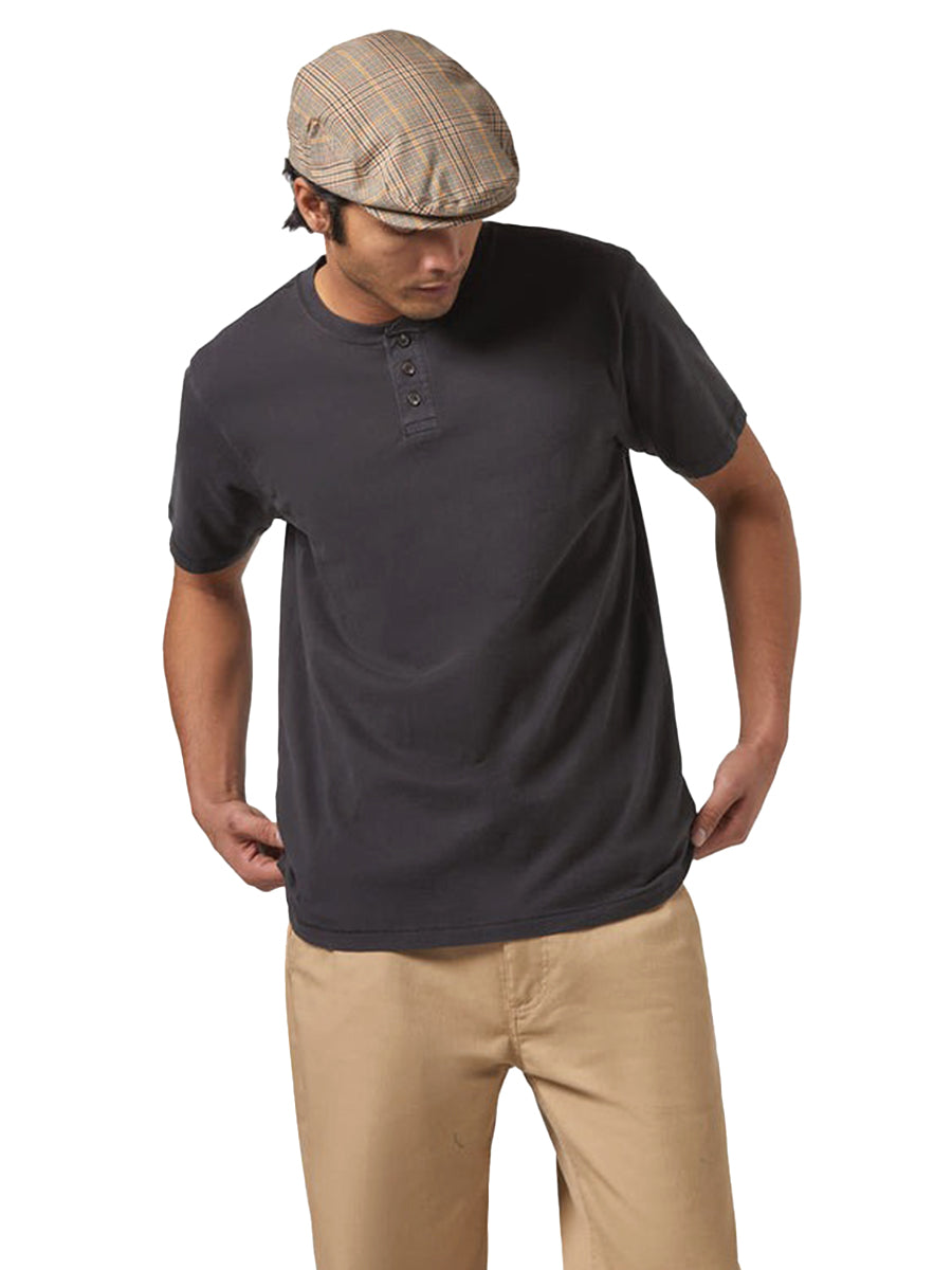 Vintage Short Sleeve Henley - Black Sol