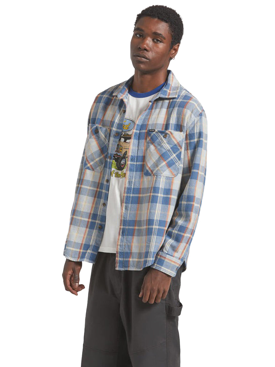 Vintage Wash Flannel - Blue & Orange