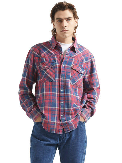 Waylon Lightweight Overshirt - Denim Plaid