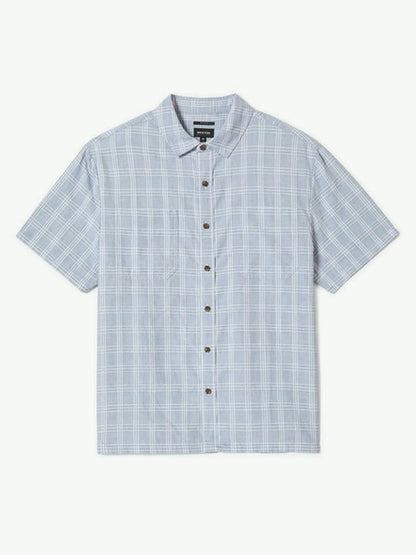 Cru Oxford Plaid Short Sleeve Shirt - Light Blue & White Plaid