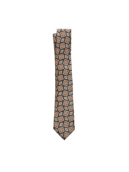 Geometric-Patterned Tie - Brown