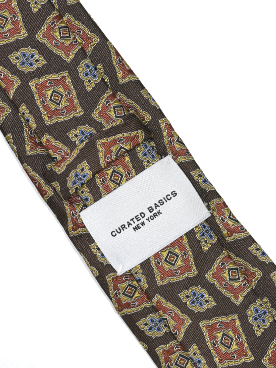 Geometric-Patterned Tie - Brown