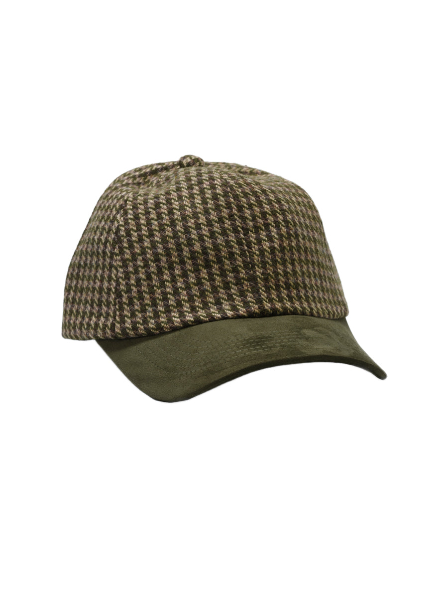 Houndstooth & Suede Baseball Hat