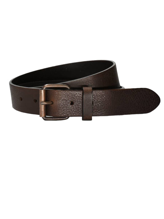 Leather Belt - Dark Brown & Copper Buckle