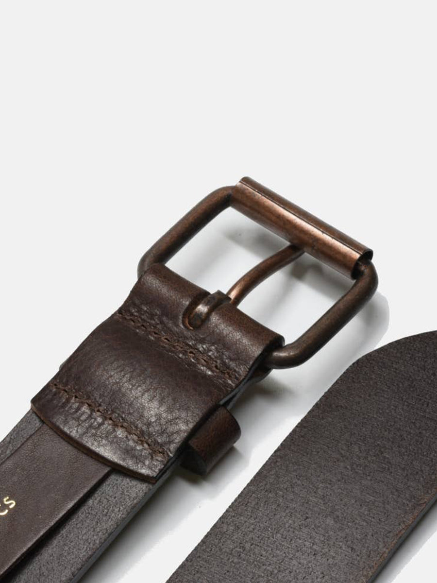 Leather Belt - Dark Brown & Copper Buckle