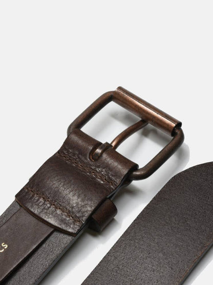 Leather Belt - Dark Brown & Copper Buckle