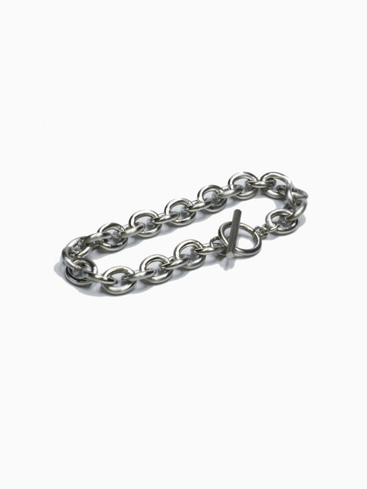 Oval Chain Bracelet with Toggle Closure - Steel