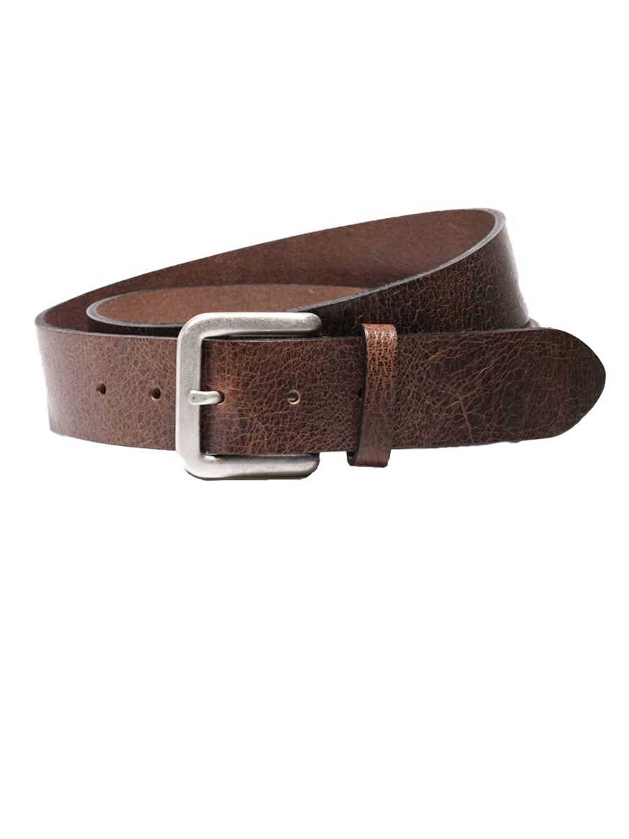Wide Leather Belt - Dark Brown & Steel