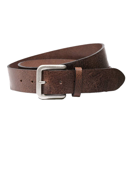 Wide Leather Belt - Dark Brown & Steel