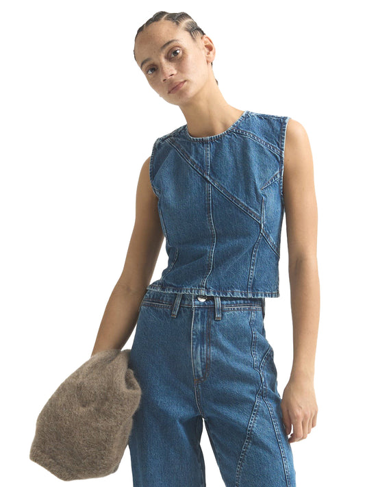 Angle Denim Tank - Cornflower