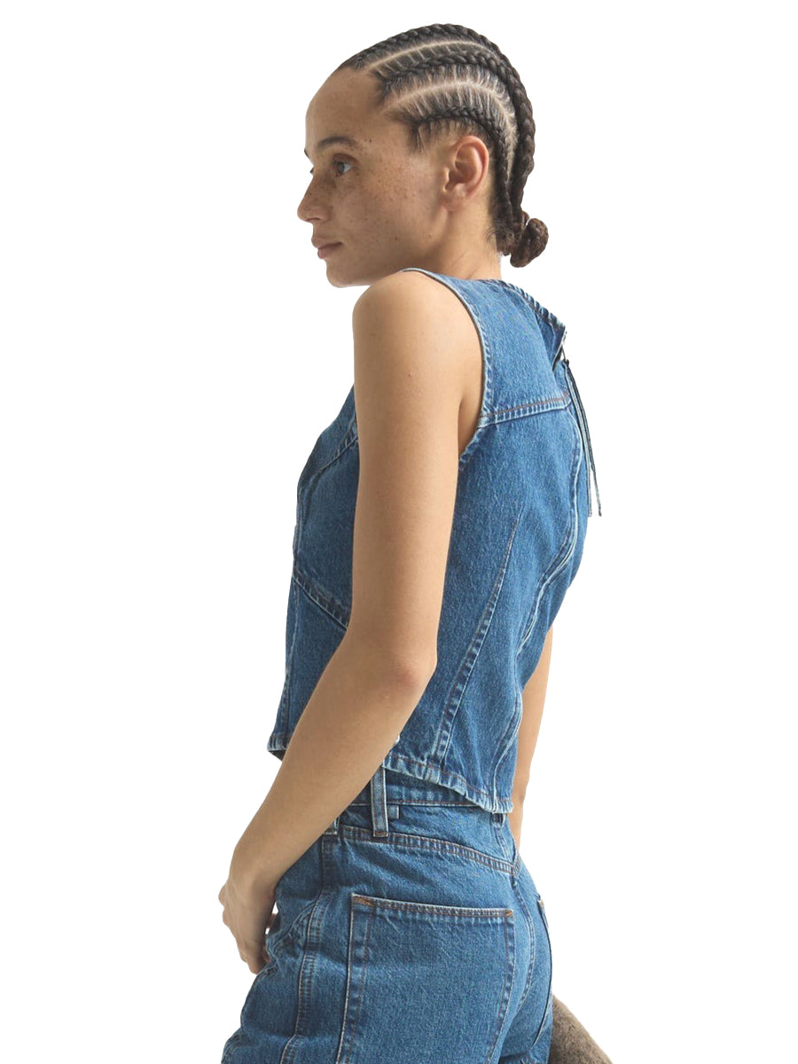 Angle Denim Tank - Cornflower