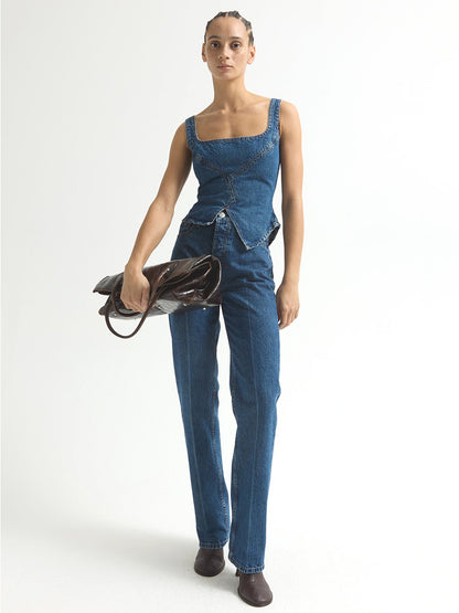 Broken Corset Top - Flat Blue