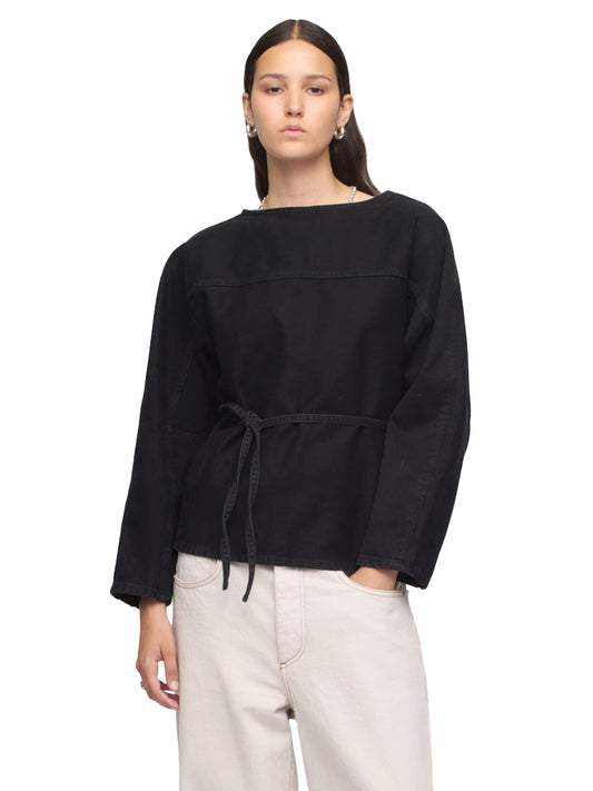 Denim Wrap Sweatshirt - One Year Black