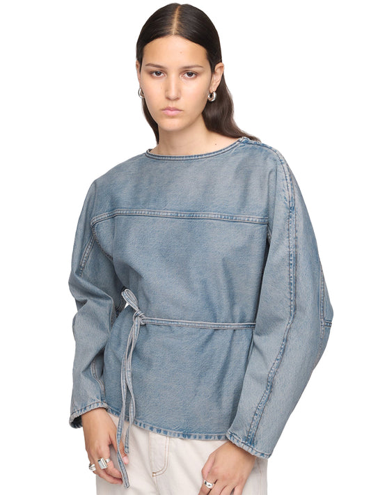Denim Wrap Sweatshirt - Worn Ink