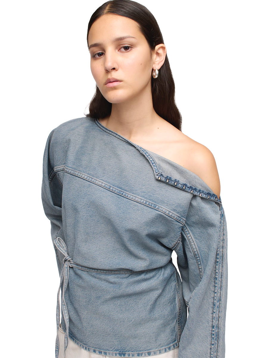 Denim Wrap Sweatshirt - Worn Ink