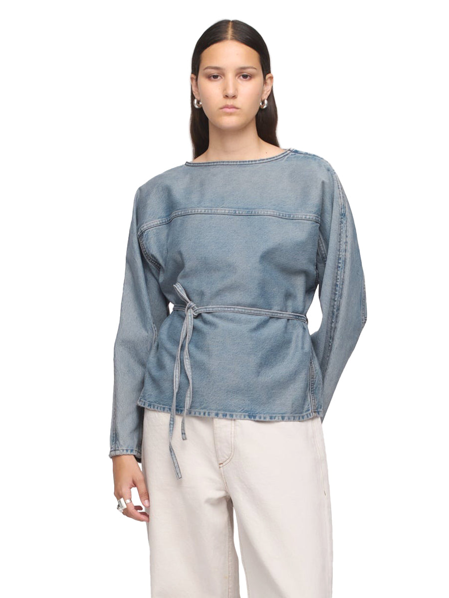 Denim Wrap Sweatshirt - Worn Ink