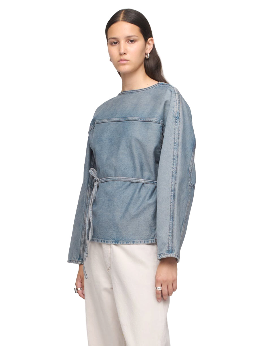 Denim Wrap Sweatshirt - Worn Ink