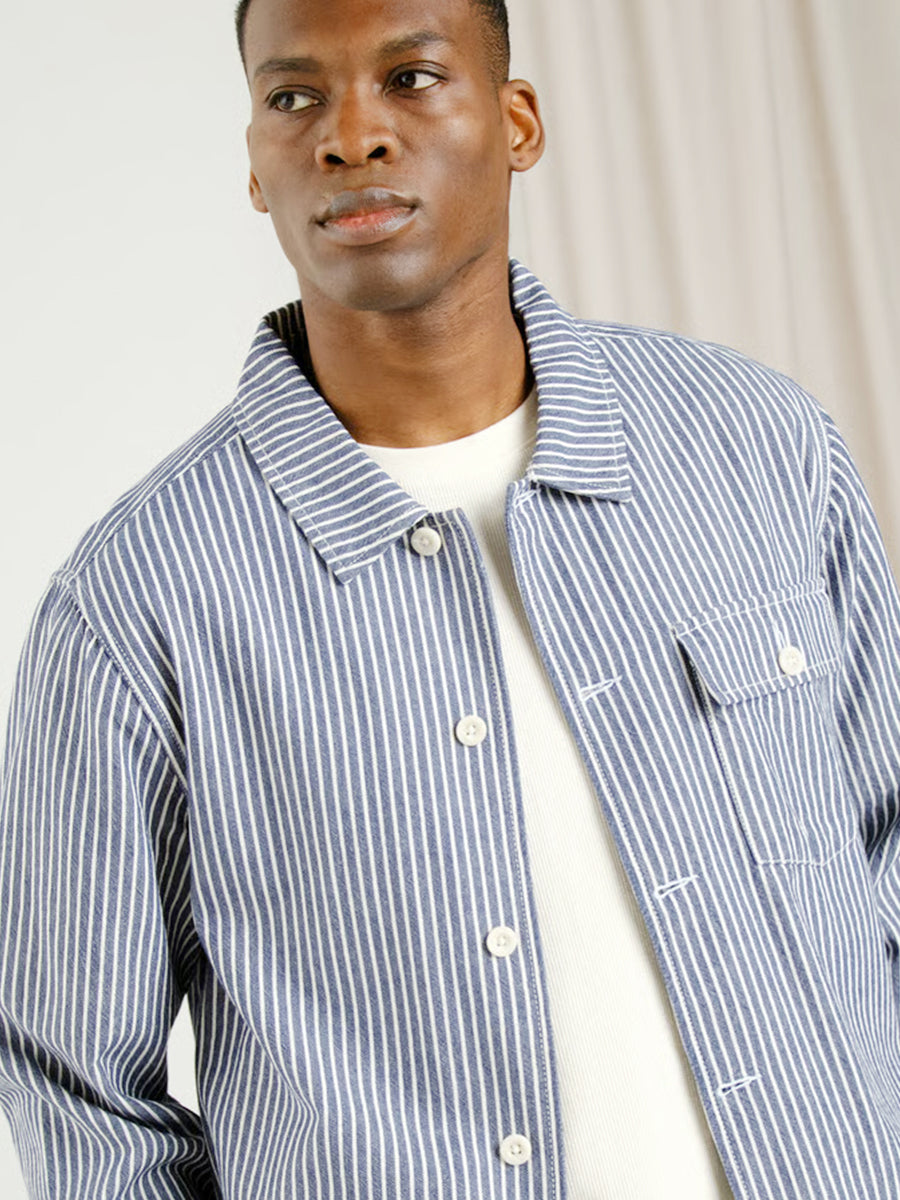 Kangos Work Stripe Jacket - Blue