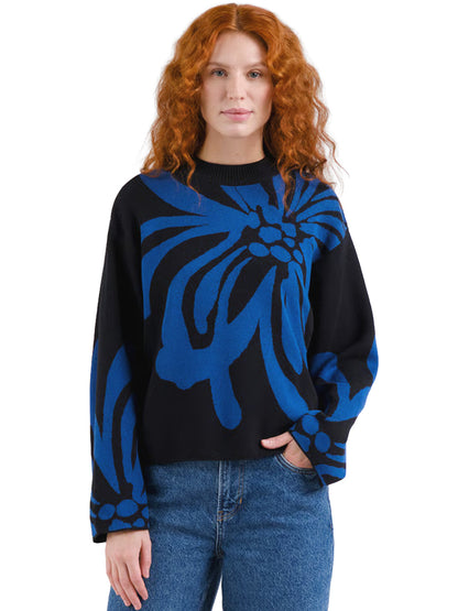 Limhamn Sweater - Big Flower Blue