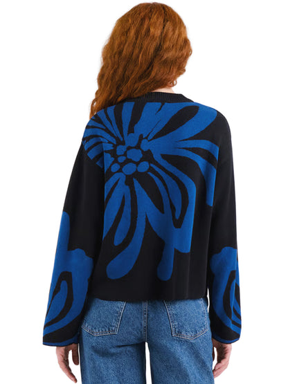 Limhamn Sweater - Big Flower Blue