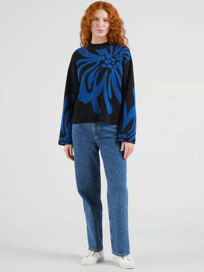Limhamn Sweater - Big Flower Blue