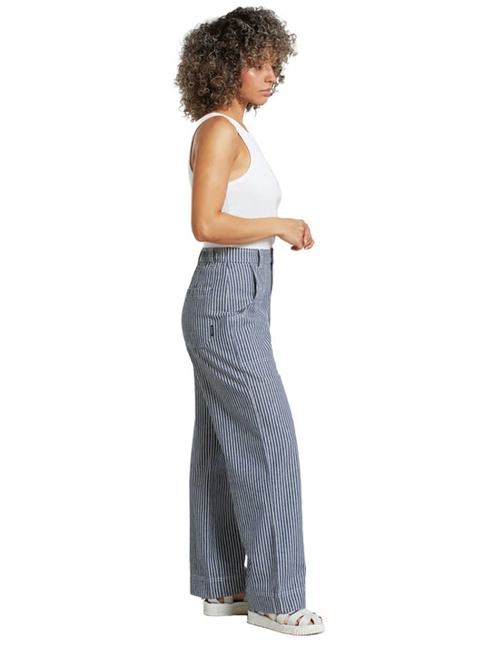 Vara Workwear Stripe Pants - Blue