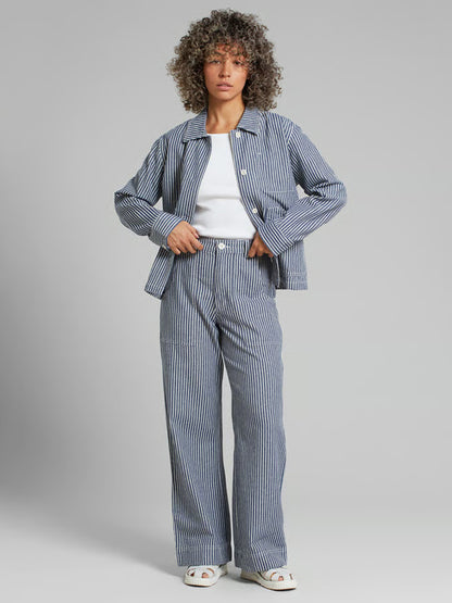 Vara Workwear Stripe Pants - Blue