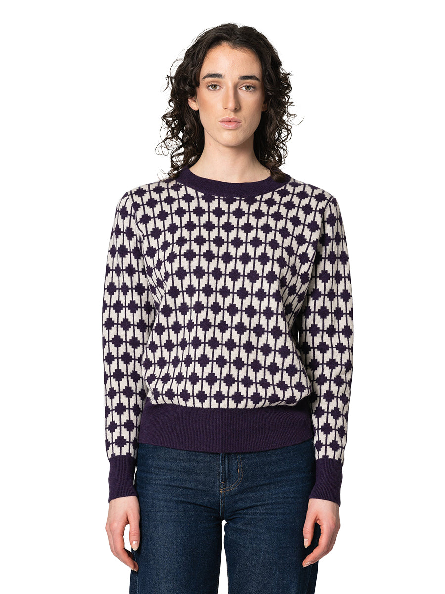 Merino Dhaka Sweater - Plum